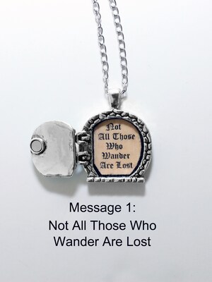 Bronze and Silver Lord of the Rings Hobbit Door Locket Necklace with Message Inside, Fantasy Jewelry, Fantasy Necklace - image6